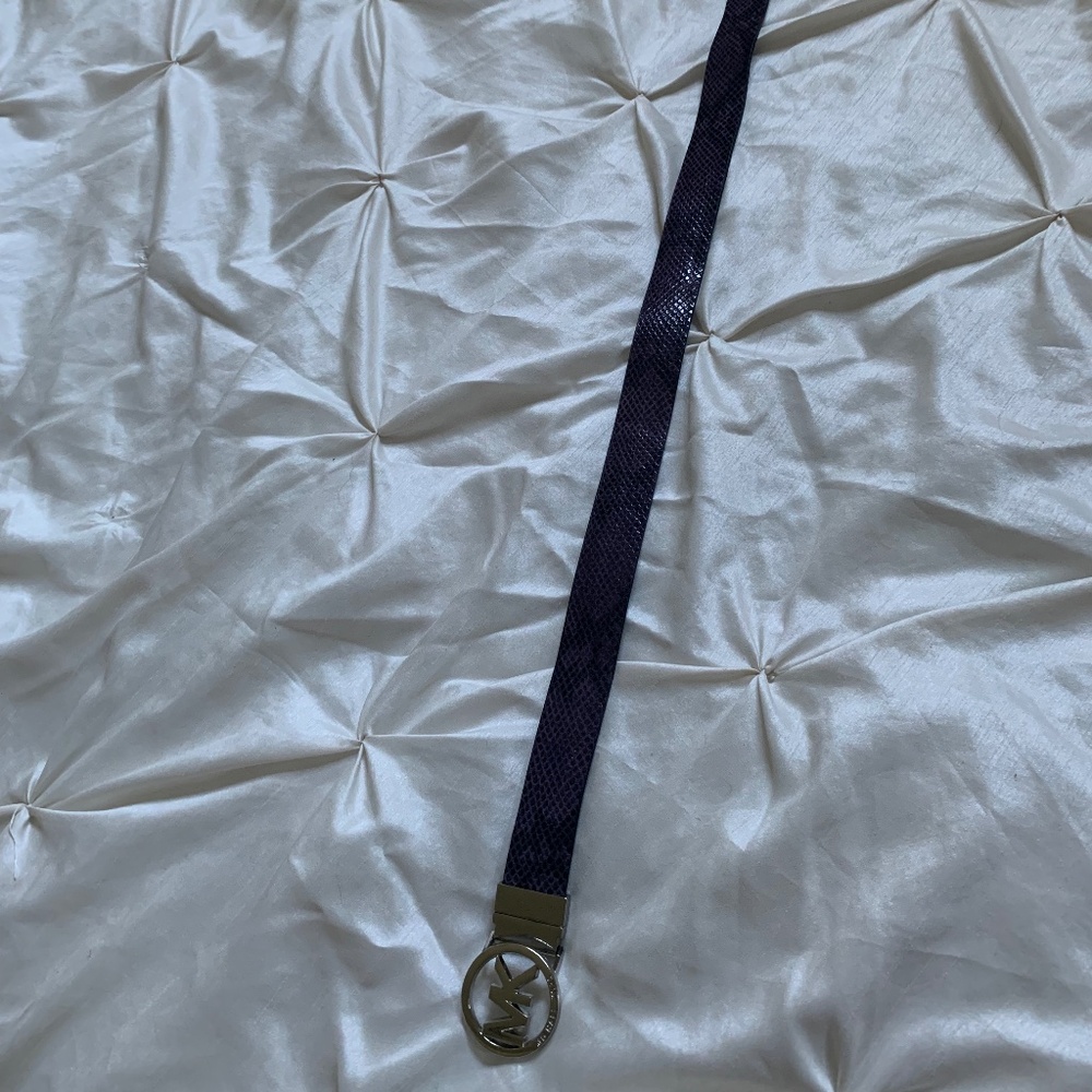 Michael Kors Purple/Black Snakeprint/Suede/Leather Reversible Belt sz S
